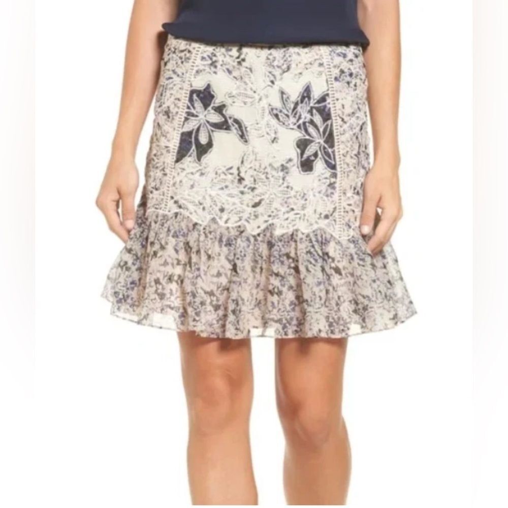 Kobi Halperin Tegan Floral Fit-&-Flare Pretty Skirt Navy Ivory Blush‎ Women’s 2